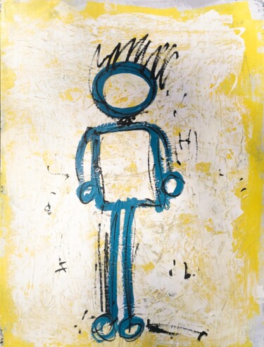 Painting titled "Standing Human" by Luc Villard, Original Artwork, Acrylic Mounted on Wood Stretcher frame