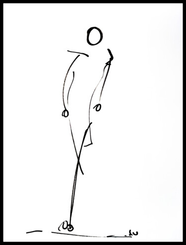 Drawing titled "Robe de cocktail" by Luc Villard, Original Artwork, Marker Mounted on Cardboard
