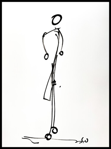 Dibujo titulada "Le Dandy" por Luc Villard, Obra de arte original, Rotulador Montado en Cartulina