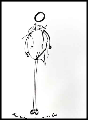 Desenho intitulada "Le Violoniste" por Luc Villard, Obras de arte originais, Marcador Montado em Cartão