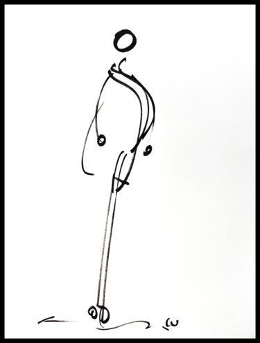 Рисунок под названием "L'Homme à la Reding…" - Luc Villard, Подлинное произведение искусства, Маркер Установлен на картон