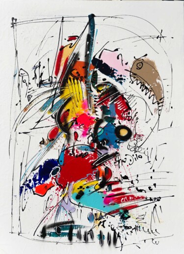 Картина под названием "Apogon" - Luc Villard, Подлинное произведение искусства, Акрил Установлен на Деревянная рама для носи…