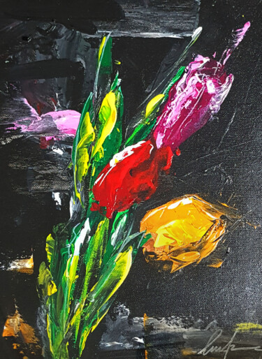 Pittura intitolato "tulipani" da Luca Azzurro Arts, Opera d'arte originale, Acrilico