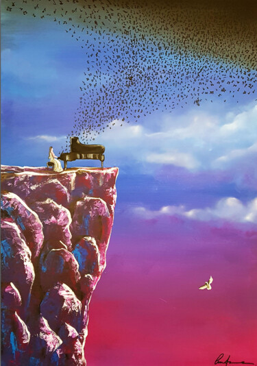 Картина под названием "note al tramonto" - Luca Azzurro Arts, Подлинное произведение искусства, Акрил