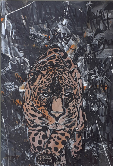Pintura intitulada "Jaguar covid19" por Luca Azzurro Arts, Obras de arte originais, Acrílico