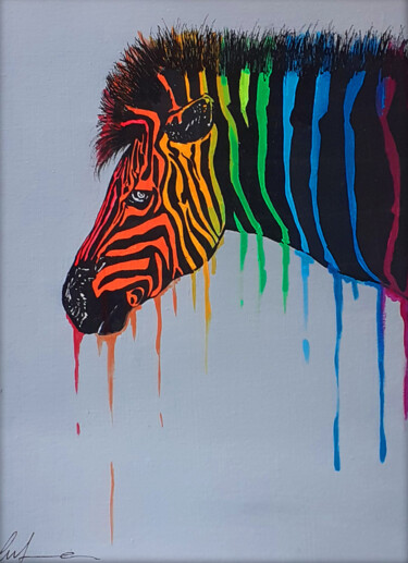 Pittura intitolato "Paint zebra" da Luca Azzurro Arts, Opera d'arte originale, Acrilico