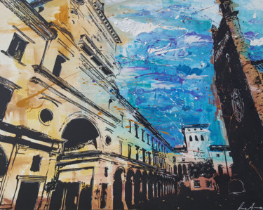 Painting titled "piazza duomo crema" by Luca Azzurro Arts, Original Artwork, Acrylic
