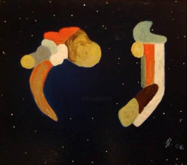 Peinture intitulée "uno davanti l'altro" par Luca Barbi, Œuvre d'art originale, Huile