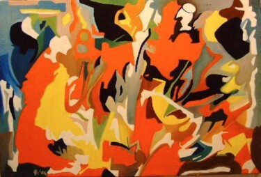 Pintura intitulada "la festa" por Luca Barbi, Obras de arte originais, Óleo