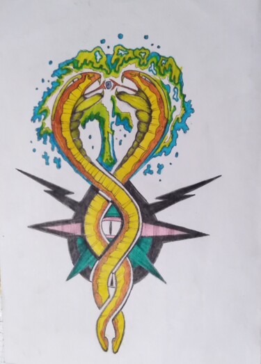 Desenho intitulada "Serpenti" por Luca Cappai, Obras de arte originais, Marcador