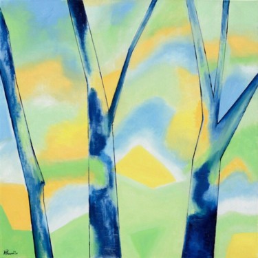Pittura intitolato "luce-tra-gli-alberi…" da Ennepielle, Opera d'arte originale