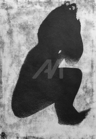 The Sleep of Reason Produces Shadows (Fetal Position) Printmaking titled "The Sleep of Reason…" by Luca Federici, Original Art, Oil