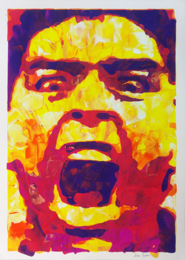 Druckgrafik mit dem Titel "L'Urlo di Maradona" von Luca Federici, Original-Kunstwerk, Siebdruck