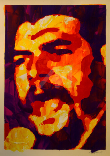 Printmaking titled "L'Urlo del Che Guev…" by Luca Federici, Original Artwork, Screenprinting Mounted on Other rigid panel