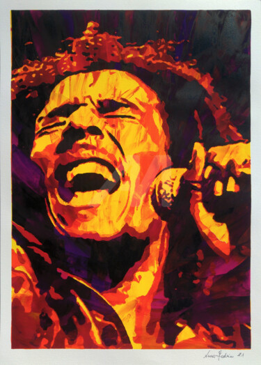 Printmaking titled "Bob Marley's Scream" by Luca Federici, Original Artwork, Screenprinting Mounted on Other rigid panel