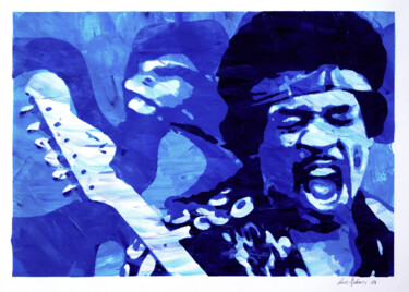 Druckgrafik mit dem Titel "The Scream of Jimi…" von Luca Federici, Original-Kunstwerk, Siebdruck Auf Andere starre Platte mo…