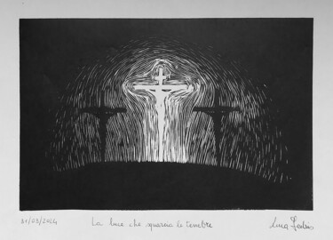 Druckgrafik mit dem Titel "La luce che squarci…" von Luca Federici, Original-Kunstwerk, Linoldrucke