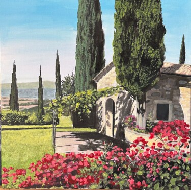 Painting titled "FLOWERS in TUSCANY" by Luca Giusfredi, Original Artwork, Acrylic
