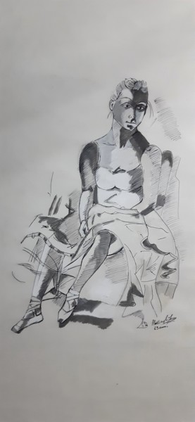 Dessin intitulée ""La ballerina"" par Luca Martinoli, Œuvre d'art originale, Encre