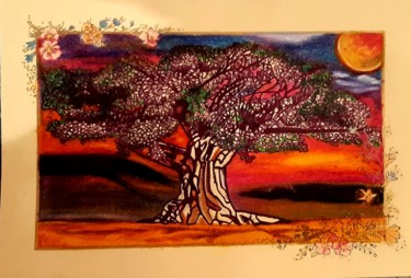 Dessin intitulée "L'albero della vita" par Luca Martinoli, Œuvre d'art originale, Pastel Monté sur Carton