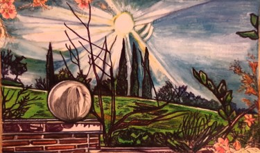 Disegno intitolato "Paesaggio di perife…" da Luca Martinoli, Opera d'arte originale, Pastello Montato su Cartone