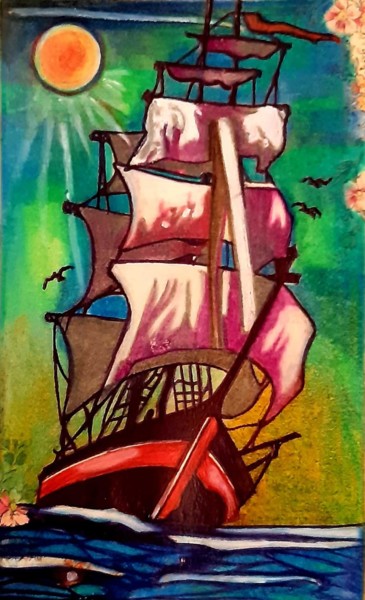 Dibujo titulada "La libertà nel vento" por Luca Martinoli, Obra de arte original, Pastel