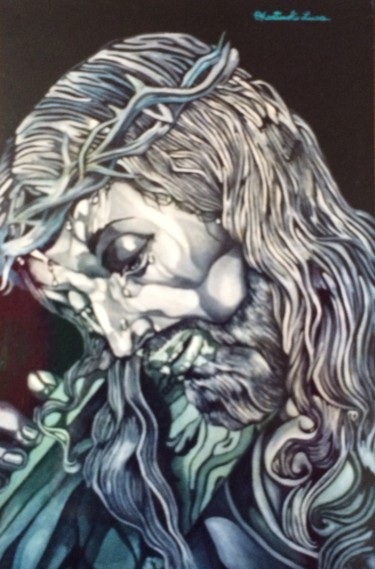 Pittura intitolato "Cristo porta croce" da Luca Martinoli, Opera d'arte originale, Olio Montato su Telaio per barella in leg…