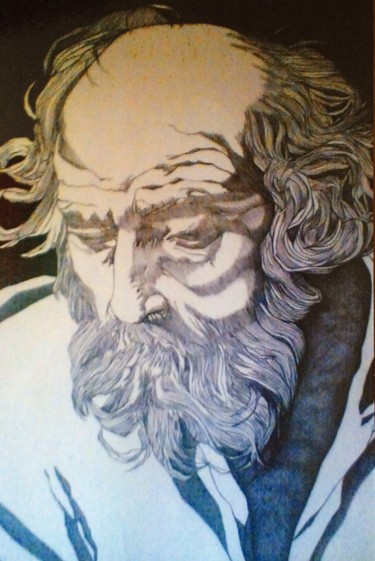 Disegno intitolato "Testa di vecchio" da Luca Martinoli, Opera d'arte originale