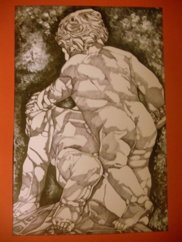 Disegno intitolato "Putti che lottano" da Luca Martinoli, Opera d'arte originale