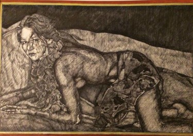Disegno intitolato "Donna distesa" da Luca Martinoli, Opera d'arte originale