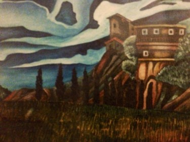 Painting titled "Paesaggio" by Luca Martinoli, Original Artwork, Oil