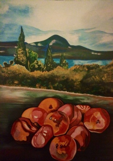 Pittura intitolato "Paesaggio con natur…" da Luca Martinoli, Opera d'arte originale, Acrilico