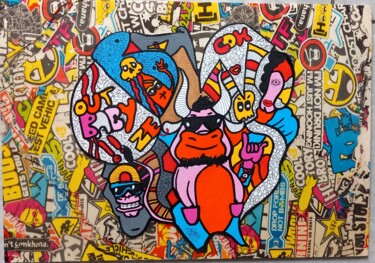 Malerei mit dem Titel "happy pops" von Luca Oddoni (OneFake), Original-Kunstwerk, Acryl Auf Andere starre Platte montiert