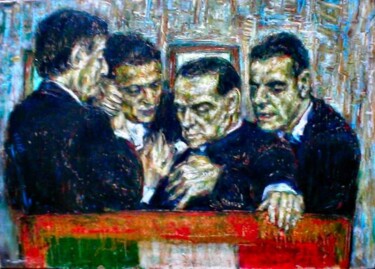 Painting titled "Silvio Berlusconi -…" by Luca Palazzi, Original Artwork, Oil