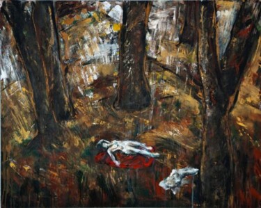 Painting titled "Into the trees" by Luca Palazzi, Original Artwork, Oil