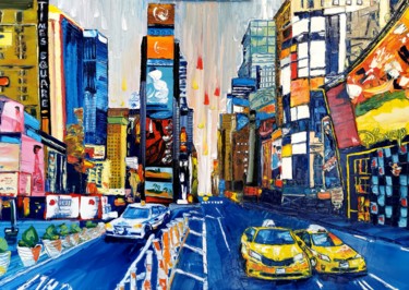 绘画 标题为“Times Square (XL)” 由Luca Cistaro, 原创艺术品, 油 安装在木质担架架上