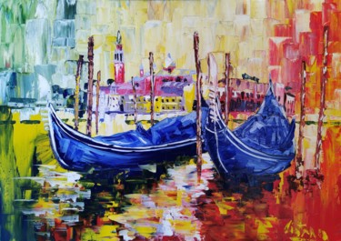 Painting titled "Venice 2021" by Luca Cistaro, Original Artwork, Oil Mounted on Wood Stretcher frame