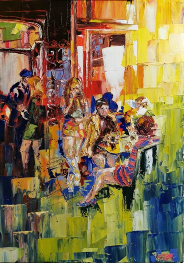 Картина под названием "Vivere a colori" - Luca Cistaro, Подлинное произведение искусства, Масло Установлен на Деревянная рам…