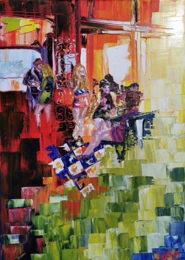 Картина под названием "Free time" - Luca Cistaro, Подлинное произведение искусства, Масло Установлен на Деревянная рама для…
