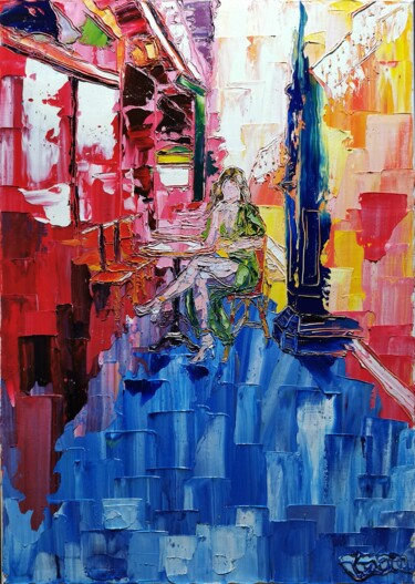 Painting titled "Good time" by Luca Cistaro, Original Artwork, Oil Mounted on Wood Stretcher frame