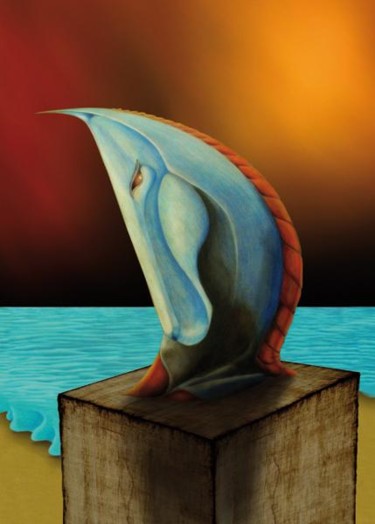 Arte digitale intitolato "Sulla spiaggia" da Luca Morselli, Opera d'arte originale, Pittura digitale
