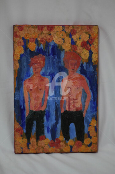 Pintura intitulada "dois rapazes" por Lucas Cunha, Obras de arte originais, Acrílico