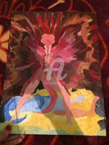 Pintura intitulada "dragão vermelho rel…" por Lucas Cunha, Obras de arte originais, Acrílico