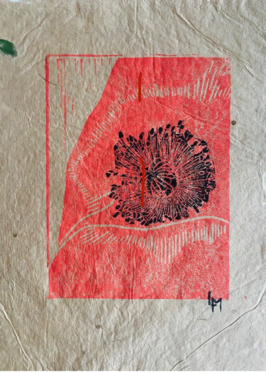 Prenten & gravures getiteld "Coquelicot 2" door Lucas Martin (LM), Origineel Kunstwerk, Linosnede