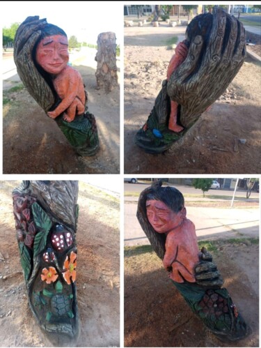 Skulptur mit dem Titel ""Madre Naturaleza"" von Lucas Mauricio Contreras (LMContreras), Original-Kunstwerk, Holz