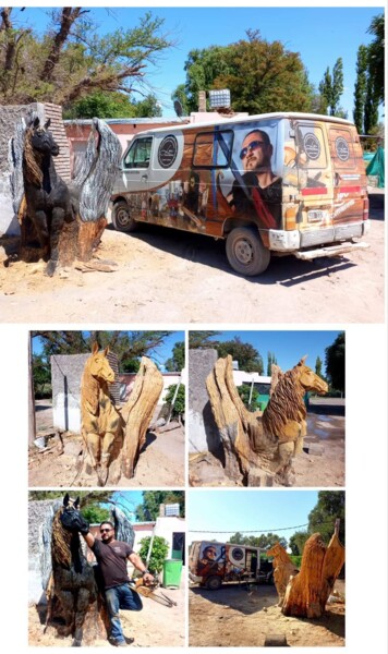 Escultura titulada "Pegaso" por Lucas Mauricio Contreras (LMContreras), Obra de arte original, Madera