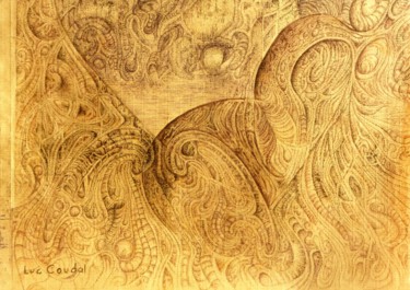Dessin intitulée "Dessin automatique 1" par Luc Caudal, Œuvre d'art originale, Stylo à bille