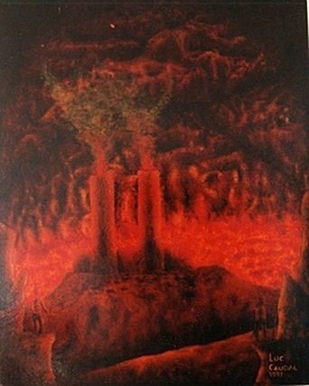 Peinture intitulée "la maison du diable" par Luc Caudal, Œuvre d'art originale, Huile