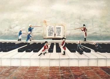 Peinture intitulée "symphonie guerrière" par Luc Caudal, Œuvre d'art originale, Huile