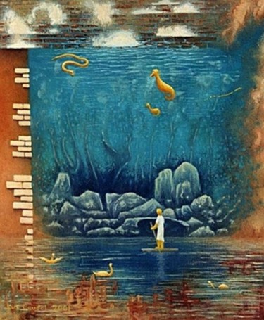 Peinture intitulée "la grotte" par Luc Caudal, Œuvre d'art originale, Huile